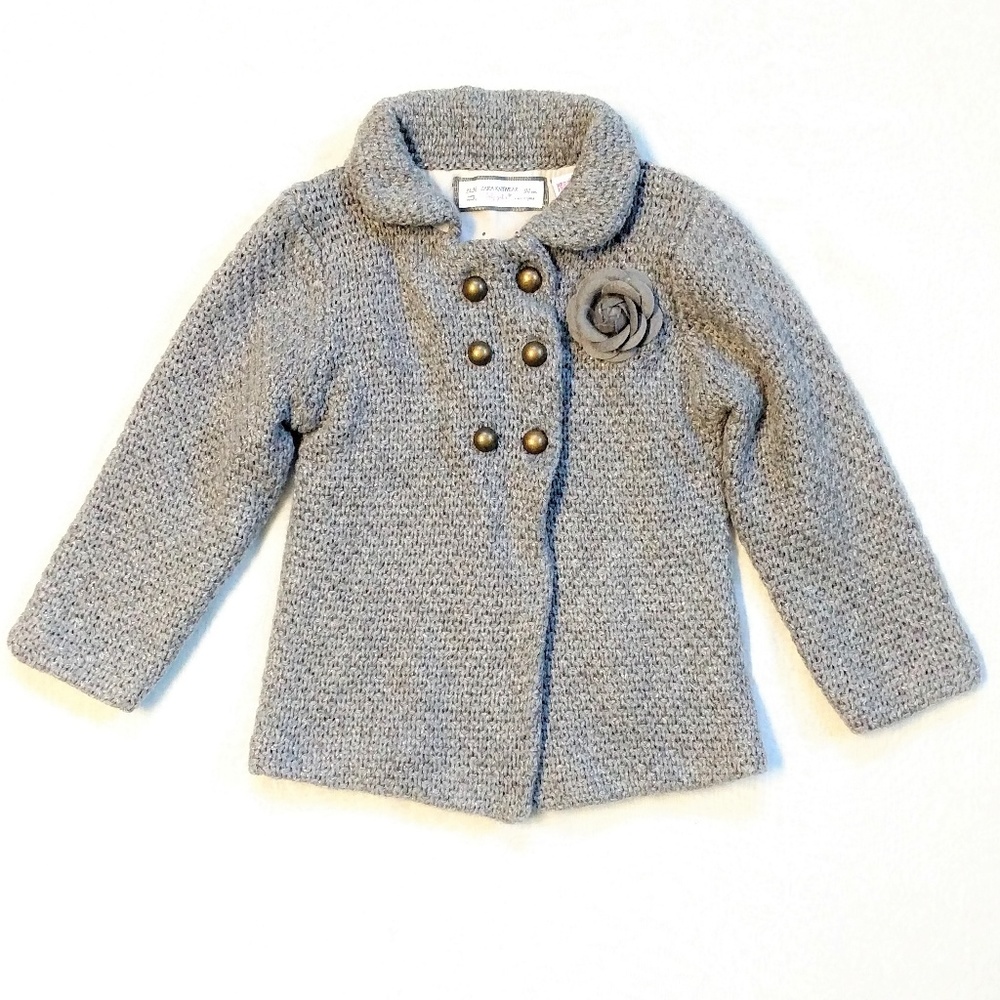 Zara Knitwear Girl's Gray Sweater Cardigan 24-36 - Picture 1 of 7
